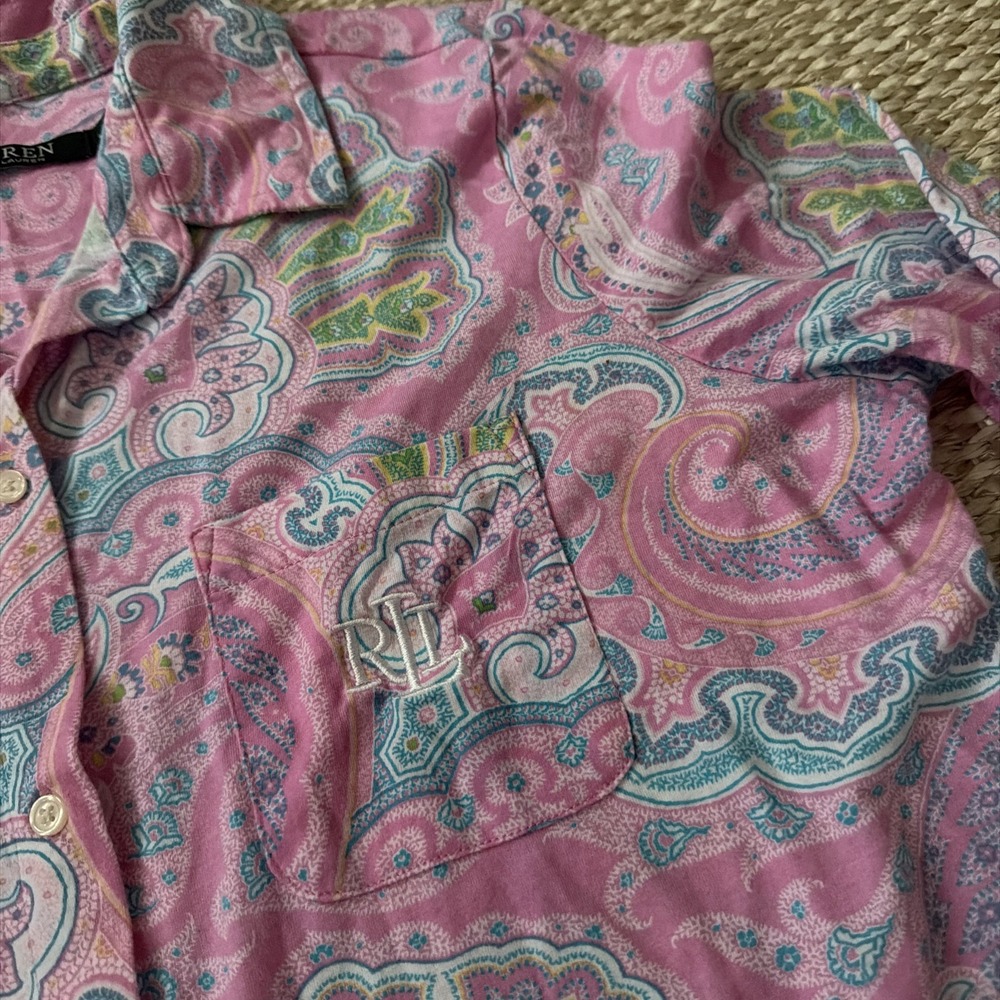 lauren ralph lauren pink paisley Night Shirt. Nightgown. Medium. Preppy - Picture 2 of 5